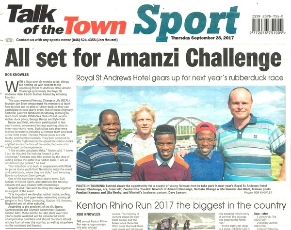 All set for Amanzi Challenge